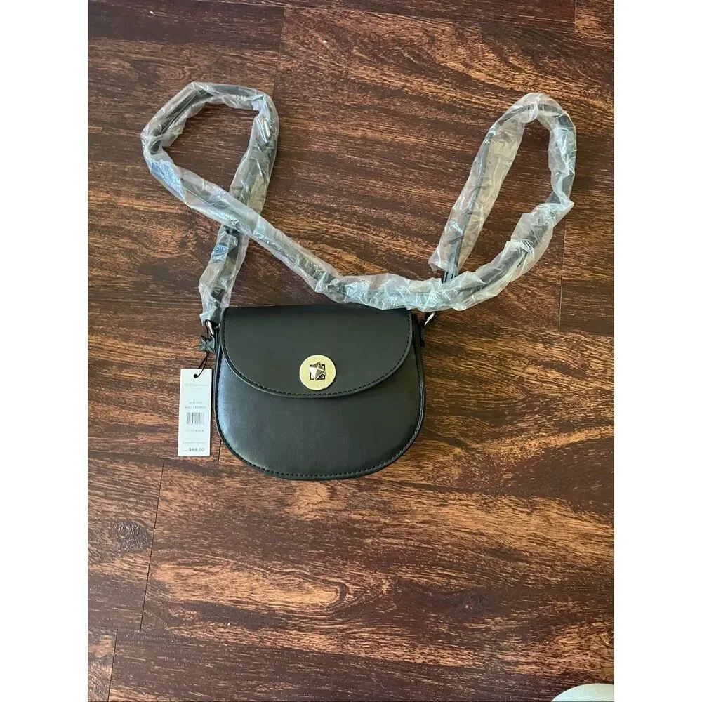 BCBGeneration Amelia Black Faux Leather Saddle Crossbody Bag - NWT